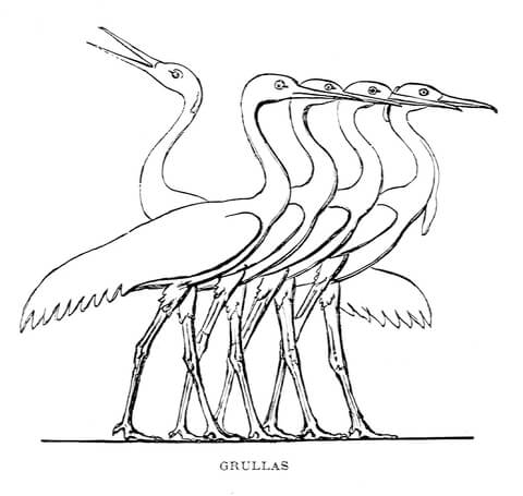 Ancient Egyptian Depiction Of Cranes Coloring Page